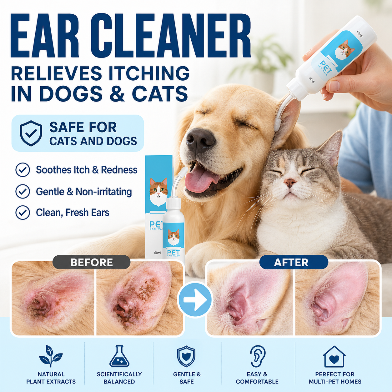 🔥 Today Only: Get 50% Off Your Second Item|🐶🐱 Ear cleaner, Relieves itching in dogs & cats