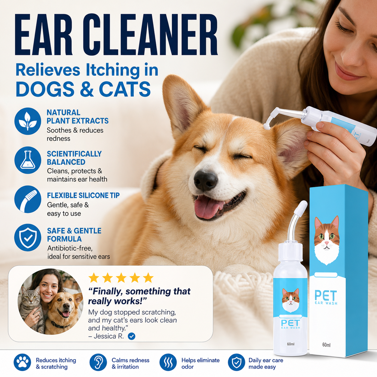 🔥 Today Only: Get 50% Off Your Second Item|🐶🐱 Ear cleaner, Relieves itching in dogs & cats